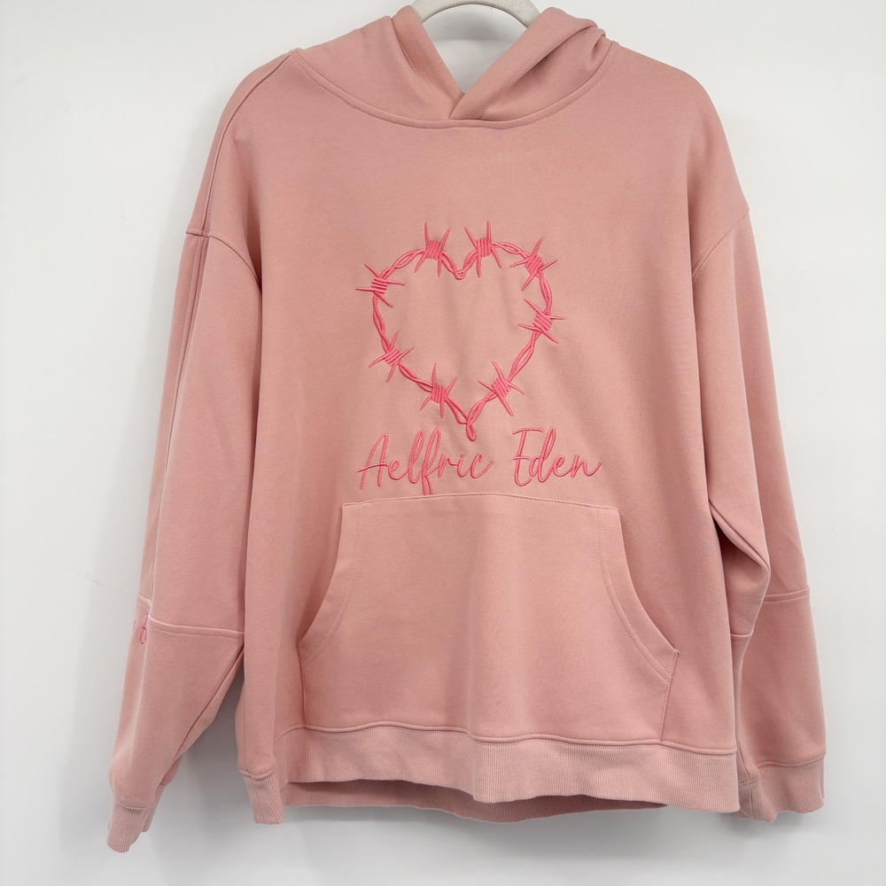 Aelfric Eden Womens Pink‎ Barbwire Heart Y2K Streetwear Hoodie Size S